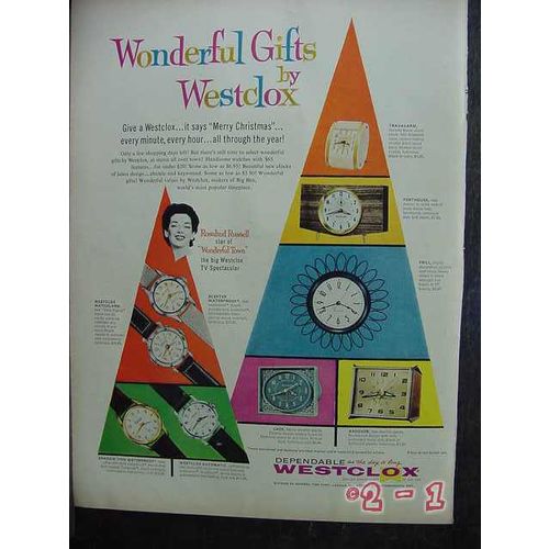 WESTCLOX 1958 Christmas clocks watches gift vintage ad