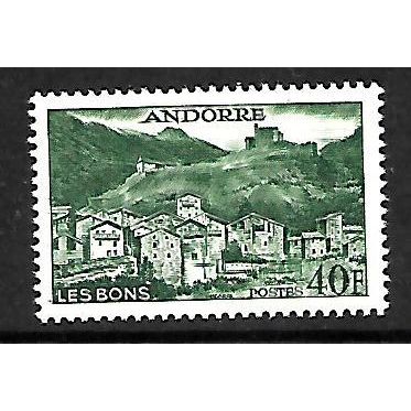 ANDORRA FRENCH 1955 LES BONS VILLAGE 40F DEEP GREEN SG F158 M / MINT