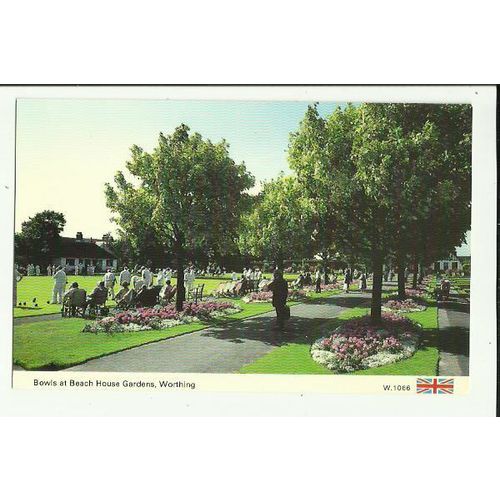 Sussex WORTHING Beach House Gardens Bowls Postcard by Dennis (W.1066)