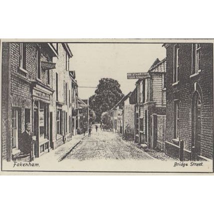 Bridge Street Fakenham Artist Drawing Vintage Postcard