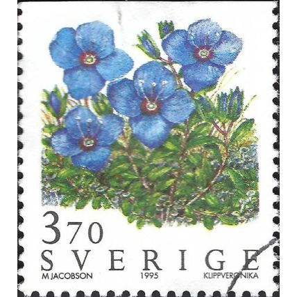 SWEDEN, FLOWER, Rock speedwell, Veronica fruticans, blue 1995, 3.70Kr