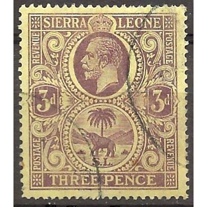 Sierra Leone 1912 SG116b 3d Purple/Yellow Wmk Multi Crown CA Fine Used .