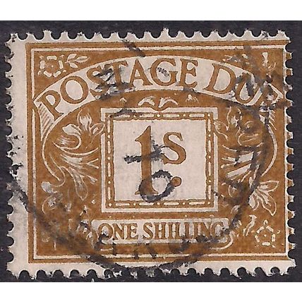 GB 1968 QE2 1/-d Ochre Postage Due Used SG D74 No Wmk ( G1227 )