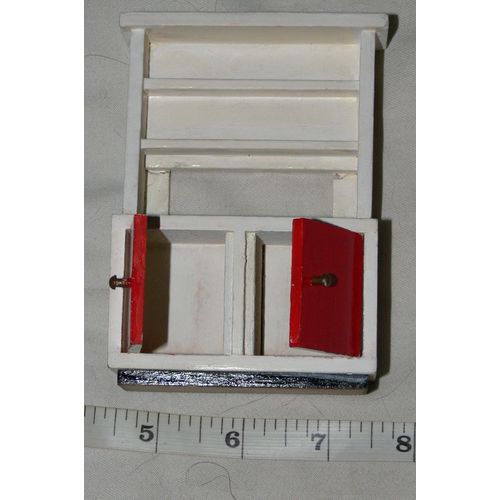 Great 1:16th Doll Dollshouse Dol Toi Kitchen Unit White & Red Opening Doors