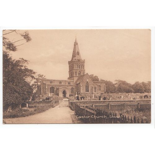 Castor Church near Peterborough Postcard Cambridgeshire