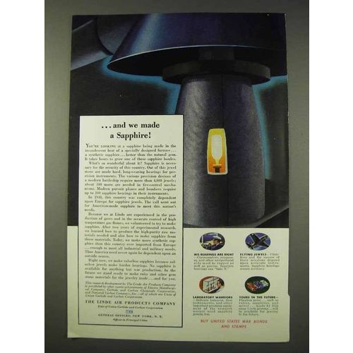 1943 Linde Air Products Company Ad - Made a Sapphire