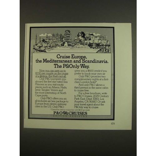 1985 P&O Cruises Ad - Cruise Europe, the Mediterranean and Scandinavia