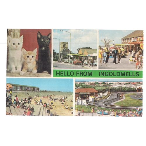 multiview, INGOLDMELLS, nr. SKEGNESS, LINCOLNSHIRE ..used postcard 1970 pm =