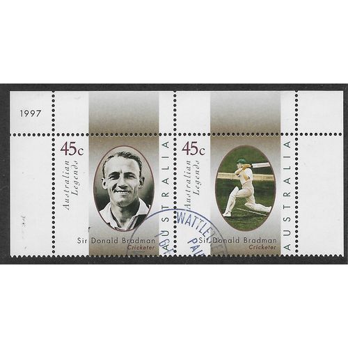 AUS 1997 SE~TE PAIR 45c ' AUSTRALIAN LEGENDS' FINE USED (EBID60-838)
