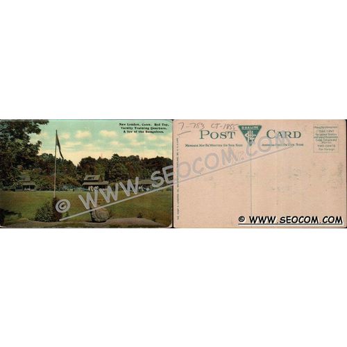 CT New London Postcard Red Top Varsity Training Quarters A Few Of the Bung~1855