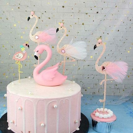 DGBJ 1 Pair Adorable luminescent Light Up Flamingo Figure Cake Accessories Birth