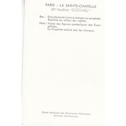 Paris Sainte Chapelle Fenetre Ezechiel France Postcard unused VGC