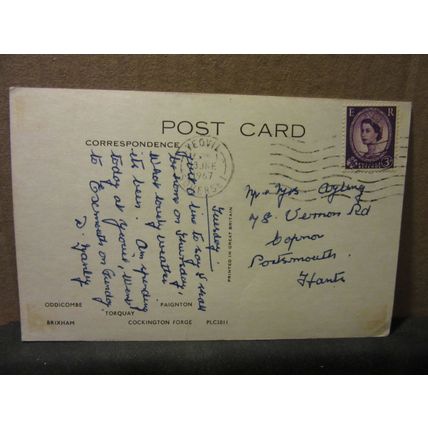 PICTURESQUE SOUTH DEVON. multiview used postcard 1967 postmark =
