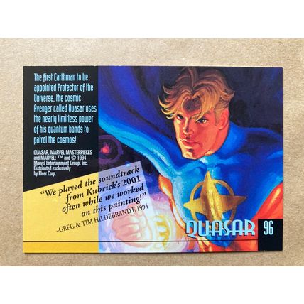 Marvel Masterpieces 1994 Base trading Card # 96 Quasar (B) Fleer