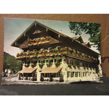 HOTEL WOLF, OBERAMMERGAU, Austria. unused vintage postcard =