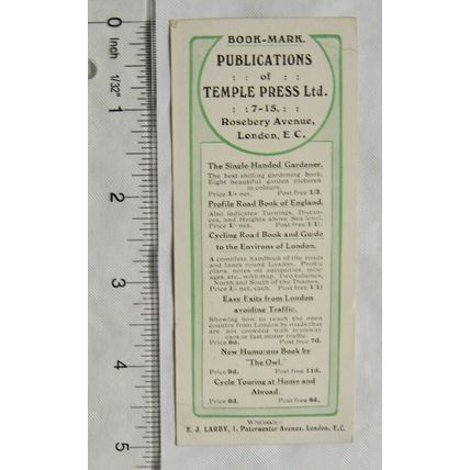 Vintage bookmark - Publications of Temple Press