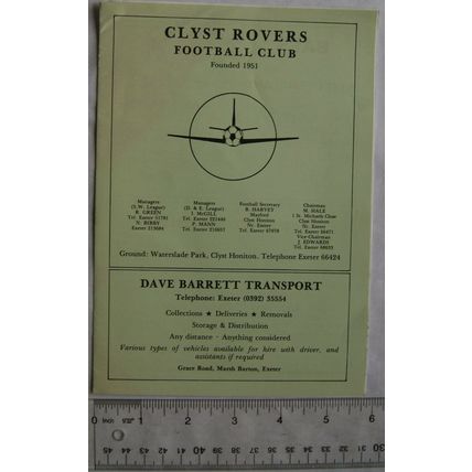 1988 programme Clyst Rovers v. Holsworthy