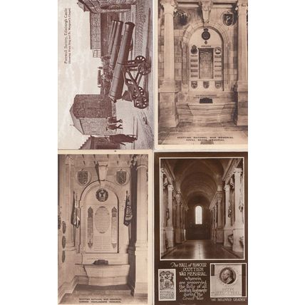 1914 War Memorial 4x Scottish Military Vintage WW1 Postcard s