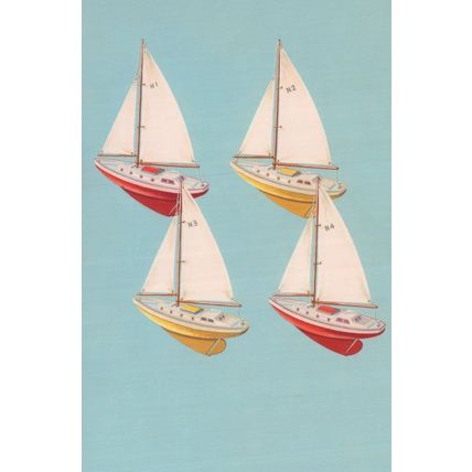 Childrens Toy Model Sailing Boats Yachts Ladybird Old Book Postcard