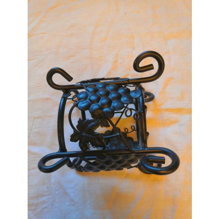 Vintage, Metal, Black, Leaf & Grape Pattern, Decorative Plant Pot Basket/Holder