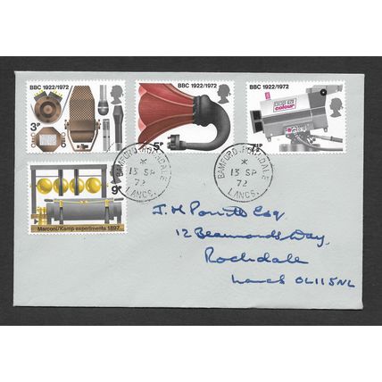 GREAT BRITAIN 1972 13th SEPT BROADCASTING ANN SG909 /912 PLAIN FIRST DAY COVER#3