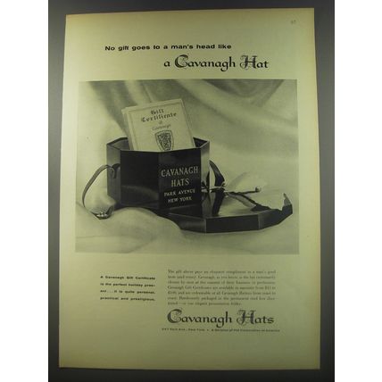 1956 Cavanagh Hats Ad - No gift goes to a man's head like a Cavanagh Hat