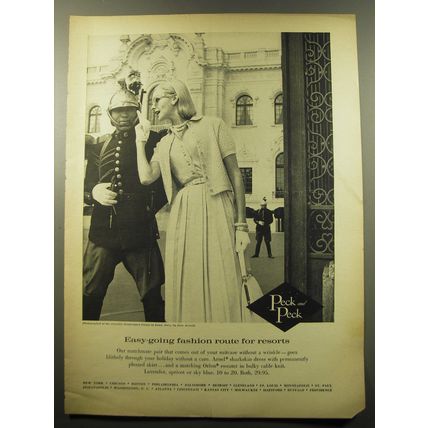 1959 Peck and Peck Dress and Sweater Ad - Easy-going fashion route for resorts