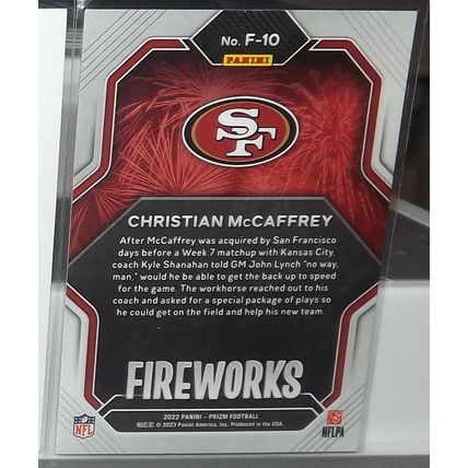 2022 Panini Prizm CHRISTAN MCCAFFREY (49ers) Fireworks #F-10