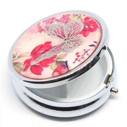 Pink Butterfly Pill Box Round 2 CM Mothers Day Gift Ladies Collection
