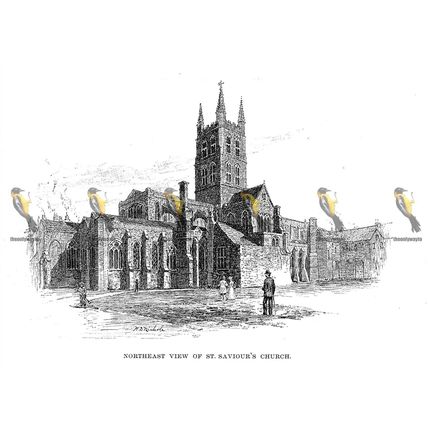 St Saviours Church, NE View, London, Book Illustration 1891, MODERN REPRODUCTION