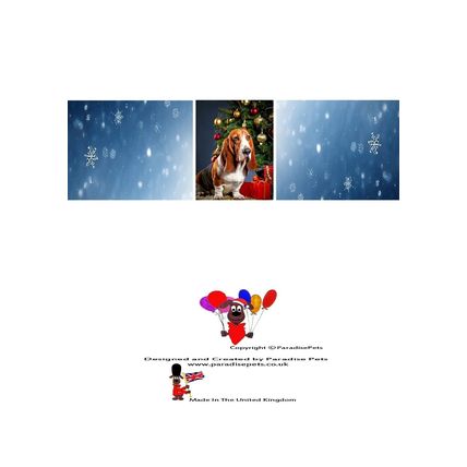 BASSET HOUND CHRISTMAS CARD AS IT IS OR PERSONALISED, TWO DESIGNS
