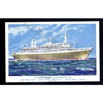 LS3255 - Holland-America Liner - Rotterdam - Artist C. A. Garman - postcard