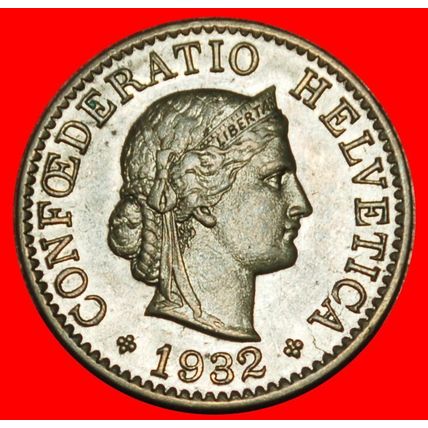 Ⰶ LIBERTY (1879-2025): SWITZERLAND★5 RAPPEN 1932B! DIES 1+A★LOW START★NO RESERVE