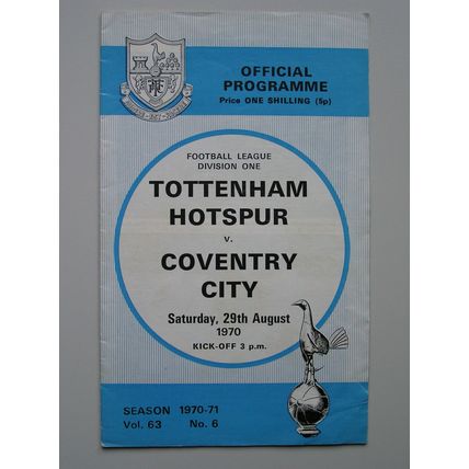 TOTTENHAM HOTSPUR v COVENTRY CITY Div1 29/08/1970