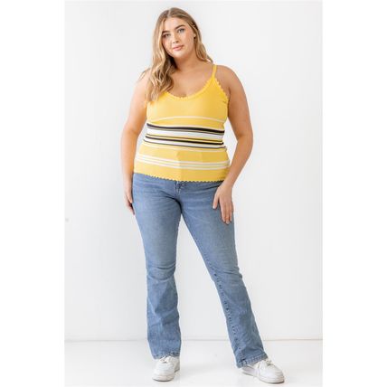Plus Ribbed Ruffle Tank Top