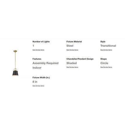 Z-Lite 1-Light Matte Black & Heritage Brass Mini-Pendant Metal Shade