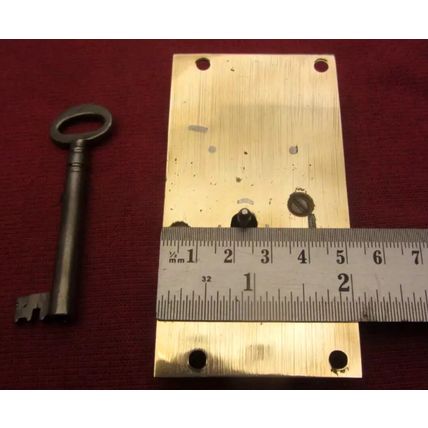 Antique Cabinet Cupboard Lock LEFT HANDED Georgian Brass & Steel 1 working Key