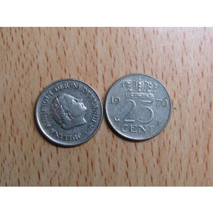 Netherlands 1970 25 Cents Coin