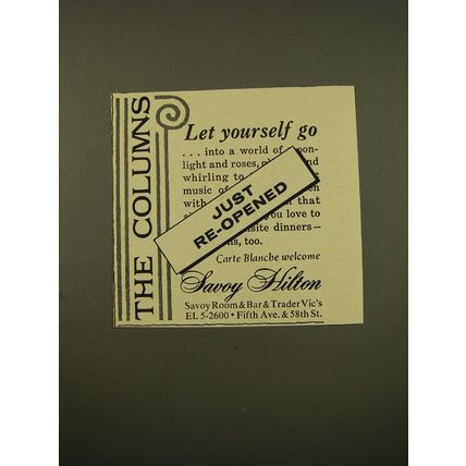 1961 Savoy Hilton Advertisement - The Columns Let Yourself Go