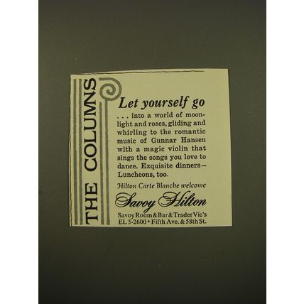 1961 Savoy Hilton Ad - The Columns Let Yourself Go