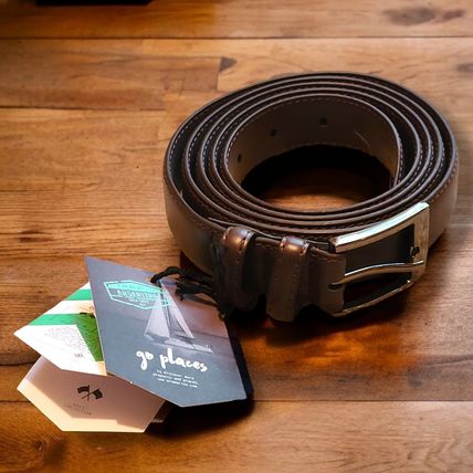 Mens Chocolate Brown Leather Mio Marino Belt Sz.56 New with Tags Orig Box