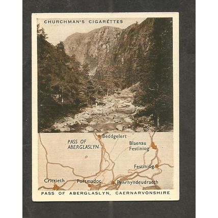 Churchman Holidays in Britain Map 1937 Wales #25 Aberglaslyn pass