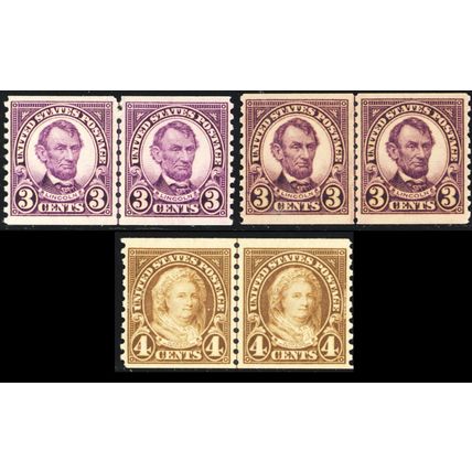 600, 601, Mint VF LH Line Pairs CHEAP!!! - SCV $87.50 - Stuart Katz