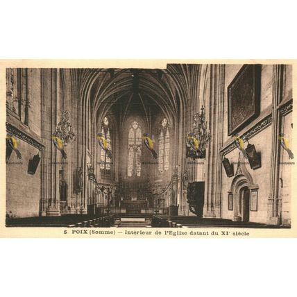 Poix, Interieur De L'Eglise, France, Postcard, 1920s