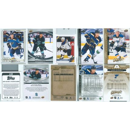 Jaden Schwartz 9x card lot incl Silver Script, Sticker