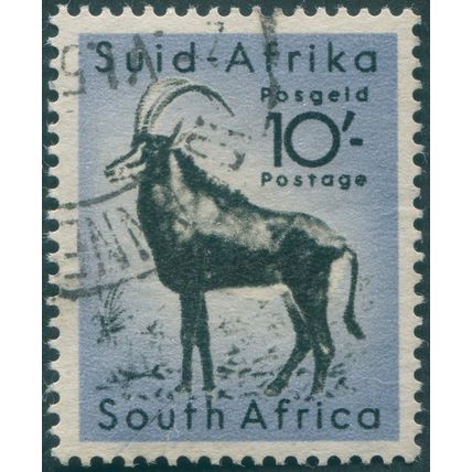 South Africa 1954 10s black & cobalt SG164 used