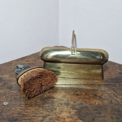 Vintage Brass Nautical Theme Crumb Tray and Brush Set