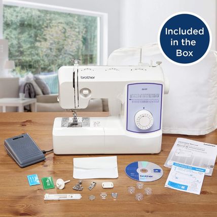 Brother Sewing Machine, GX37, 37 Built-In Stitches, 6 Included Sewing Feet
