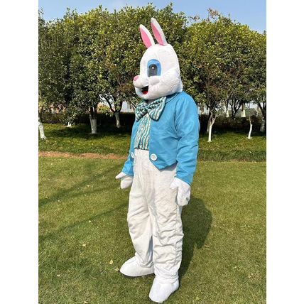 New Easter Bunny Costume Adult Rabbit Halloween Mascot Costume Fancy Dress Blue