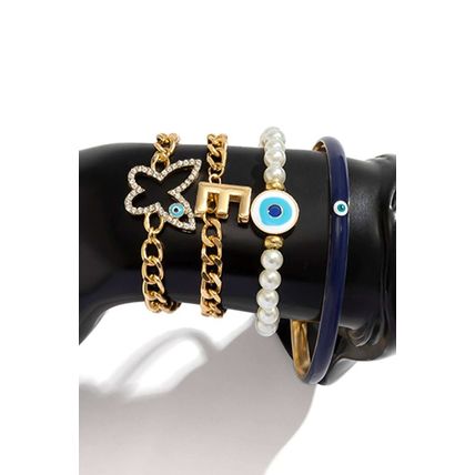 Gold 4pcs Pearled Chain Bracelet Set